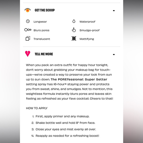 The POREfessional: Super Setter 
Long-lasting makeup setting spray, Sample Size - Picture 6 of 6
